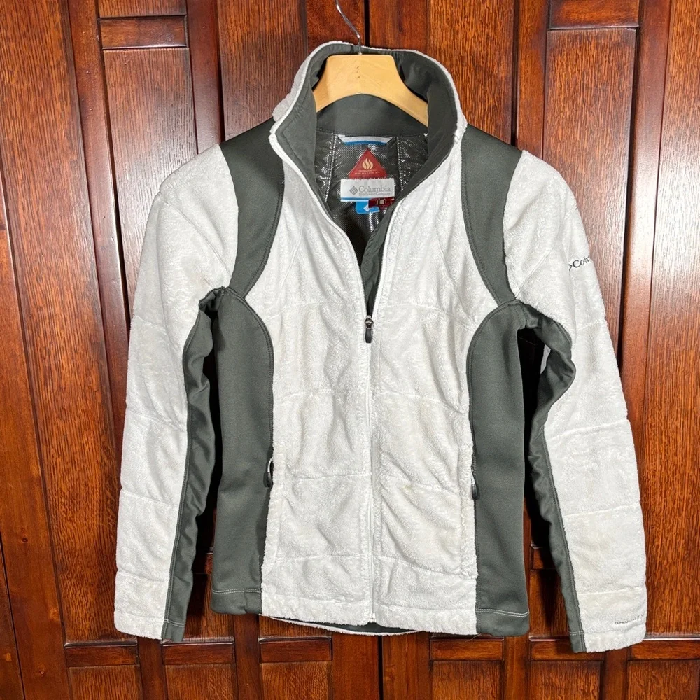 Columbia Omni-heat Women's White and Gray Fleece Jacket Size Small - Picture 1 of 7